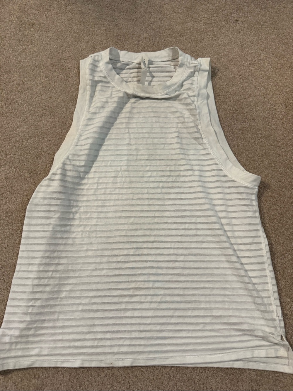 Lululemon Striped White Sleeveless Tank Top